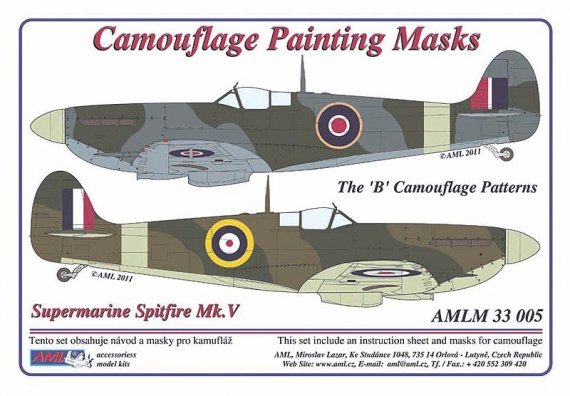 1/32 Mask Canopy S.Spitfire Mk.V Camouflage 'B'