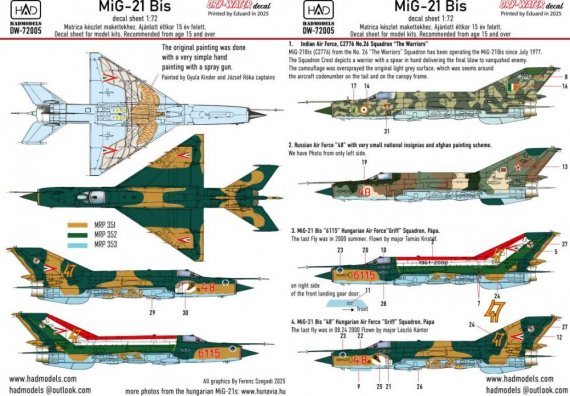 1/72 Decal MiG-21 Bis dry-water