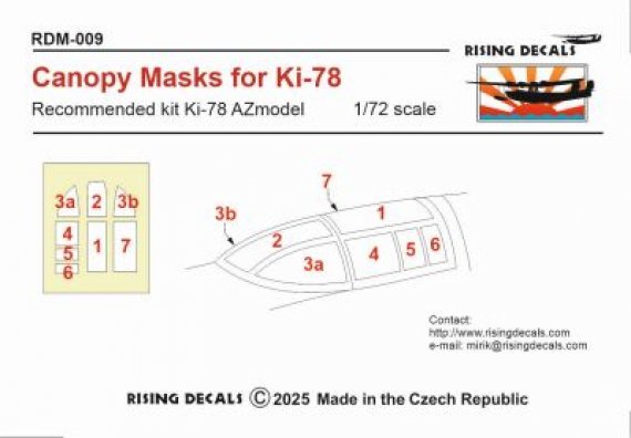 Rising Decals Masque Verri�re 1/72 Ki-78 AZMOD