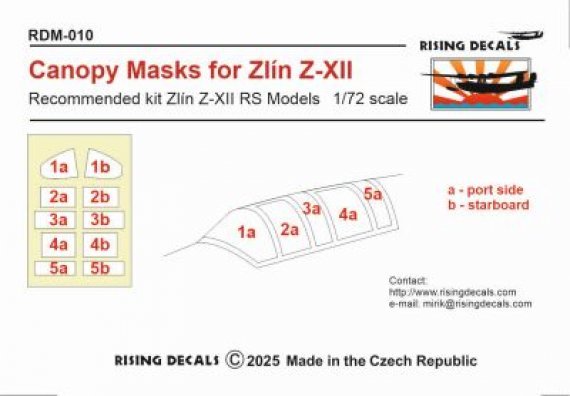 1/72 Canopy mask for Zlin Z-XII RSMMOD