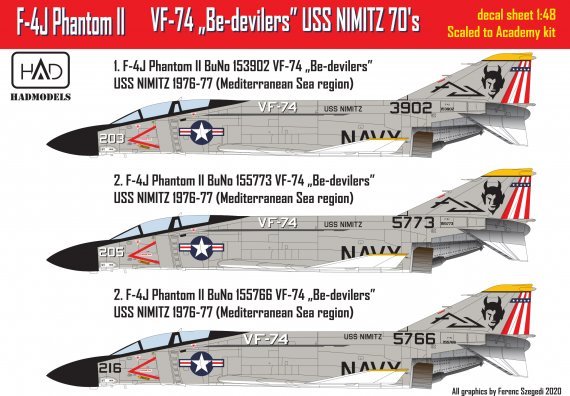 1/72 McDonnell F-4J Phantom Vf 74 Be-Devilers Uss Nimitz 70s