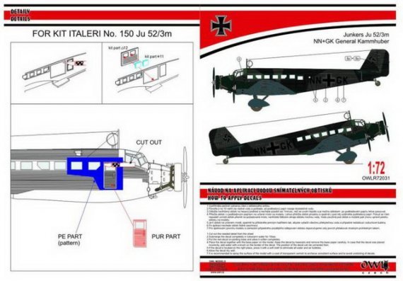 1/72 Ju 52/3m General Kammhuber Conv.set & decal