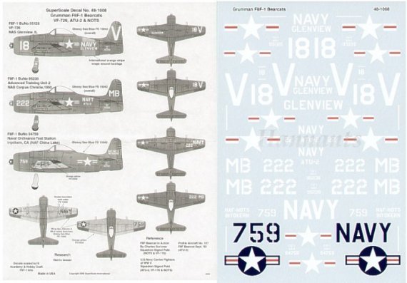 Microscale 1/48 Decals Grumman F8F-1 Bearcats