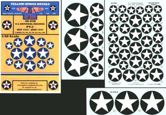Yellow Wings Decals US Hoheitszeichen 1942-43 1/48