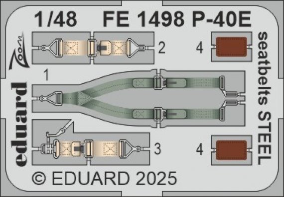 1/48 P-40E seatbelts STEEL for Eduard