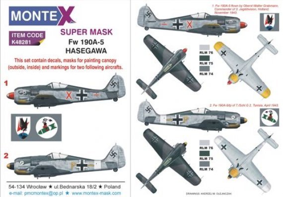 1/48 Focke-Wulf Fw 190A-5 canopy + insignia masks + decals