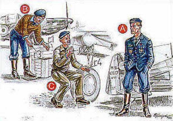 CMK 1/72 2 Pilotes Fran�ais WWII + M�canicien Frrom-Azur