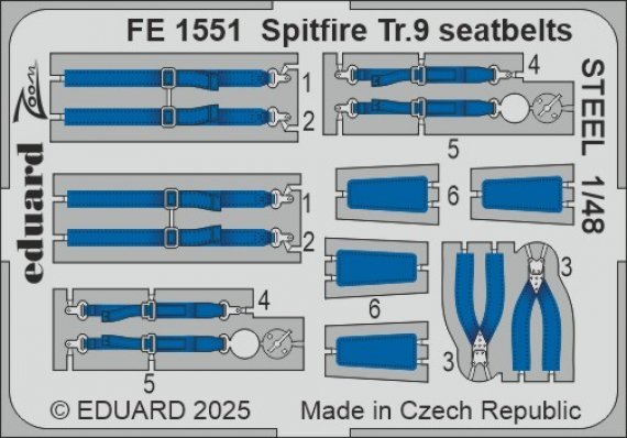 1/48 Spitfire Tr.9 seatbelts STEEL for Airfix