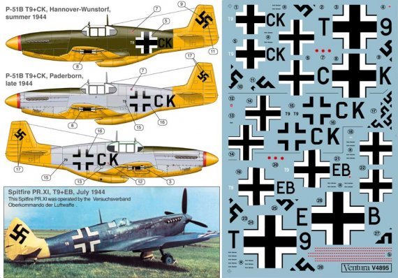 Luftwaffe captured North-American P-51B and Supermarine Spitfire