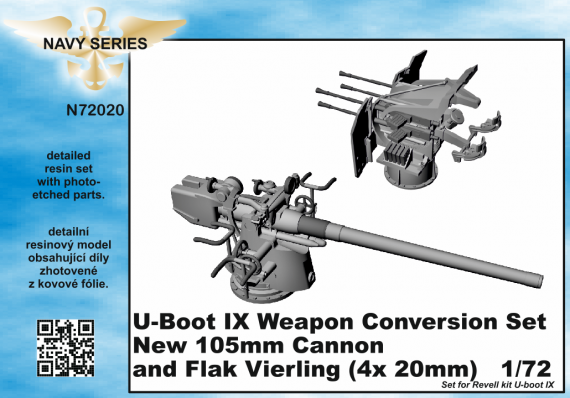1/72 Type IXC weapon conversion set  new 105mm cannon and Flak