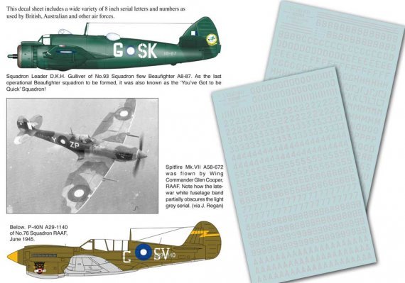 RAF, Raaf 8 serials in 1/32nd scale. Light Grey