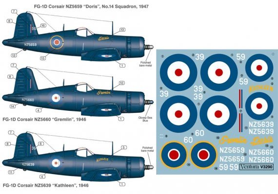 1/32 Rnzaf Vought FG-1D Corsairs, No.14 Squadron. post-war