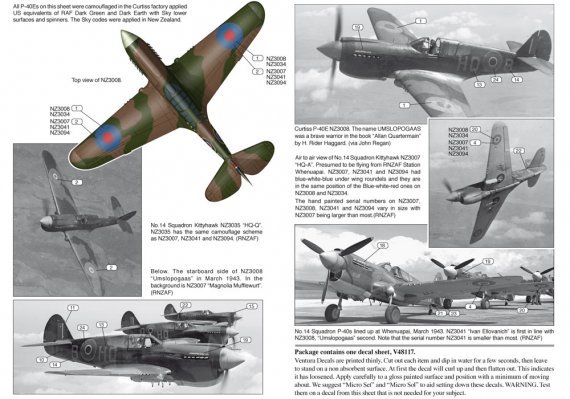 1/48 Rnzaf Curtiss P-40Es, Umslopogaas, Magnolia Mufflewurt, Iva