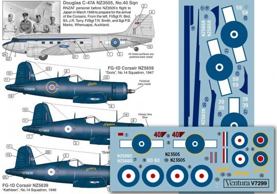 1/72 Rnzaf Vought FG-1D Corsairs & Douglas C-47A Dakota