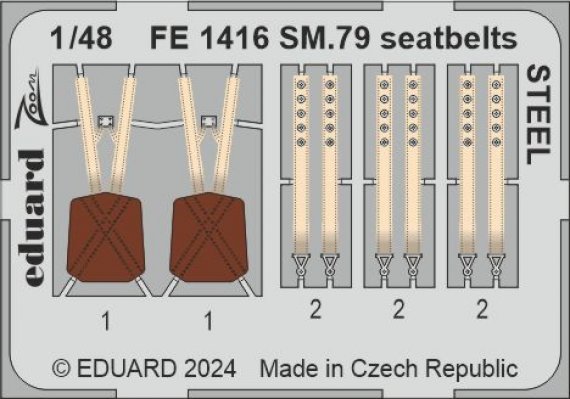 1/48 SM.79 seatbelts STEEL for Eduard