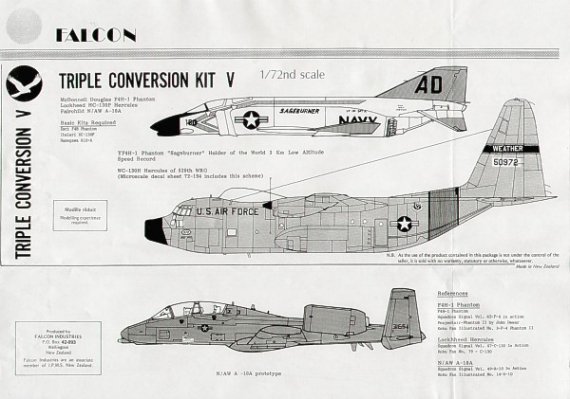 Falcon 1/72 HC-130F, A-10B Thunderbolt II, F4H-1 Phantom