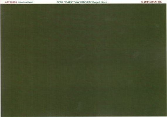 1/32 (clear decal paper) PC10 dark ww1 rfc/raf doped linen
