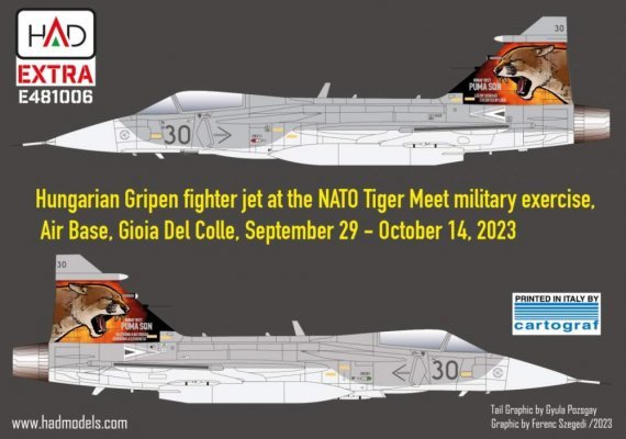 1/48 Decal JAS-39 Gripen Tigermeet 2023 HUNAF
