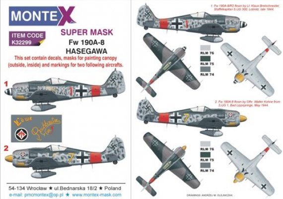 1/32 Focke-Wulf Fw 190A-8 canopy + insignia masks + decals