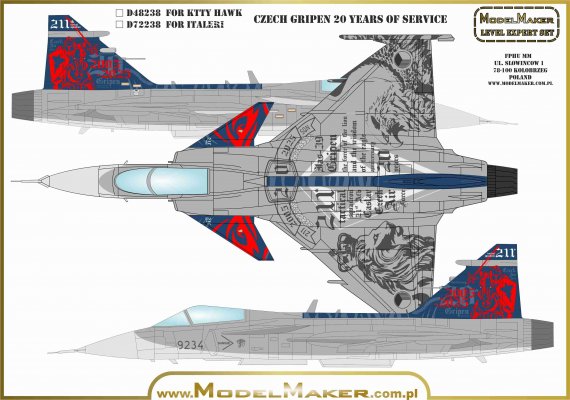 Model Maker D�calcomanies Saab JAS-39C Gripen 1/72
