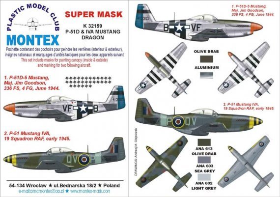 Montex Maschere P-51 Mustang Mk.IVA 1/32 per Dragon