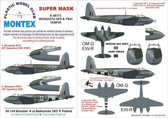Montex Masques De Havilland Mosquito NF 1/48 Tamiya
