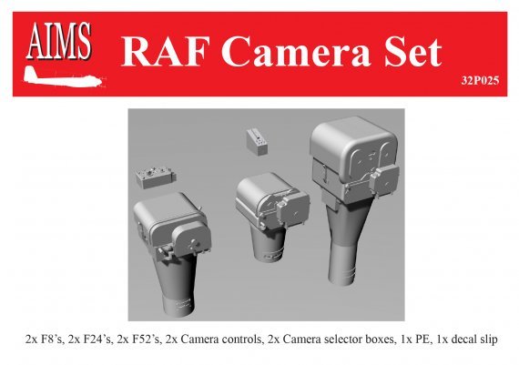 1/32 Raf Camera set includes 2x F8s, 2x F24s, 2x F52s, 2x Camera