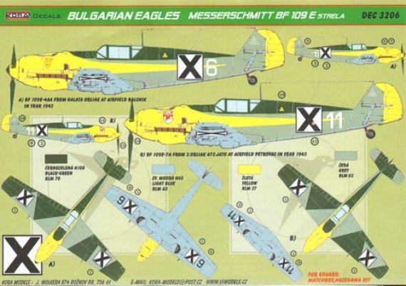 1/32 Decals Bf 109 E Strela (Bulgarian Service)