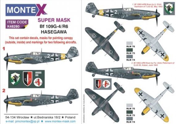 1/48 Messerschmitt Bf 109G-4 canopy + insignia masks + decals