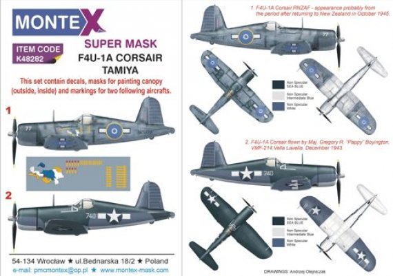 1/48 Vought F4U-1A Corsair canopy + insignia masks + decals