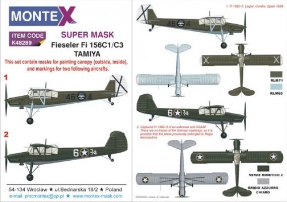 1/48 Fieseler Fi 156C 'Storch' canopy + insignia masks