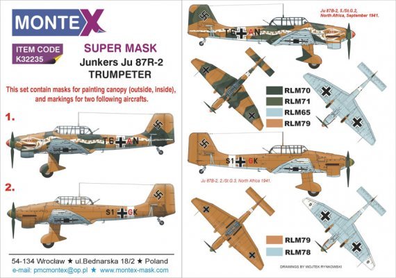 Montex Masks Ju-87R-2 Stuka Canopy + Markings 1/32