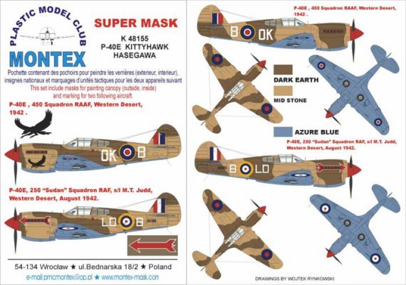 Montex 1/48 P-40E Kittyhawk Desert RAF Masks