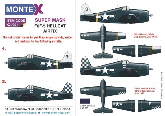 1/24 Grumman F6F-5 Hellcat masks & decals