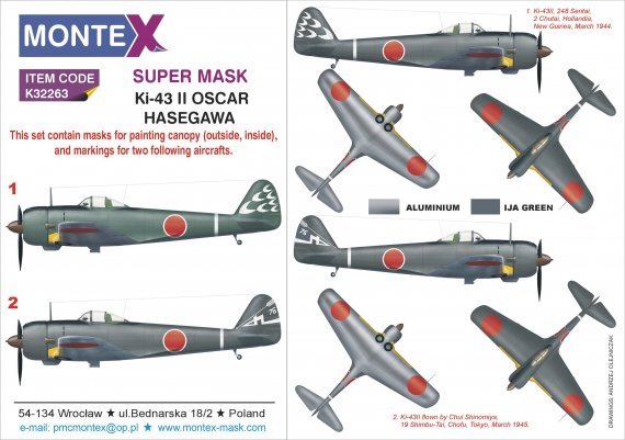 Montex Maschere Ki-43-II Oscar 1/32 Hasegawa