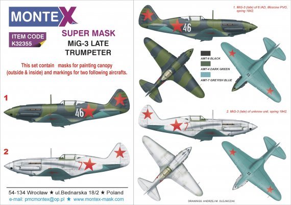 1/32 Mikoyan MiG-3 late version canopy mask & insignia masks