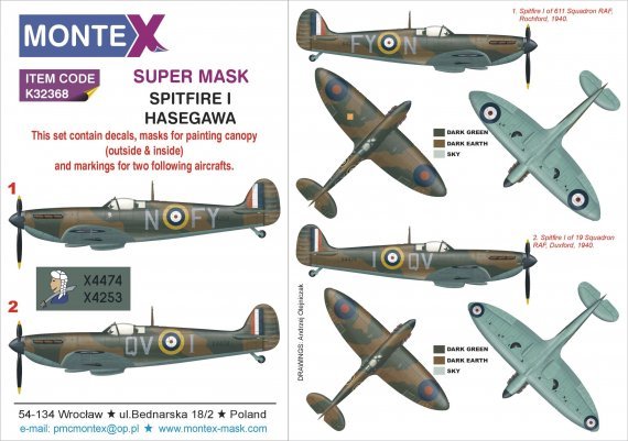 1/32 Supermarine Spitfire Mk.I 2 masks & decals