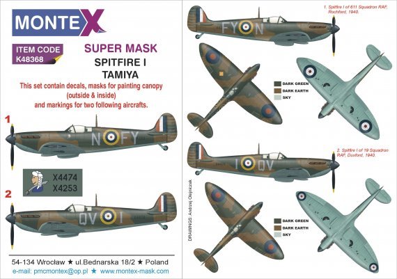 1/48 Supermarine Spitfire Mk.1 masks & decals