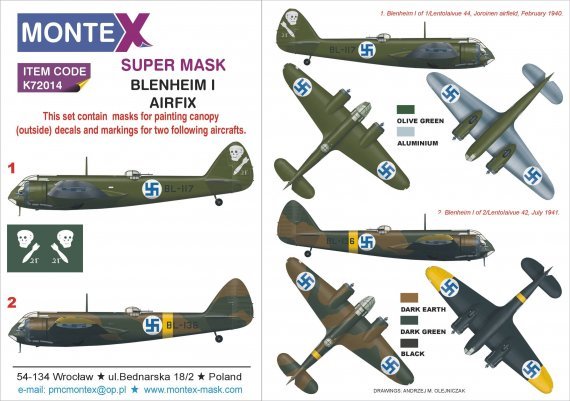 1/72 Bristol Blenheim Mk.IF Finland Air Force masks & decals