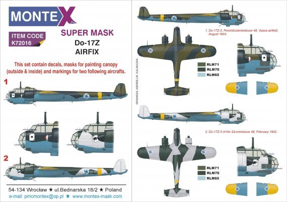 1/72 Dornier Do-17Z 1 canopy & insignia masks + decals