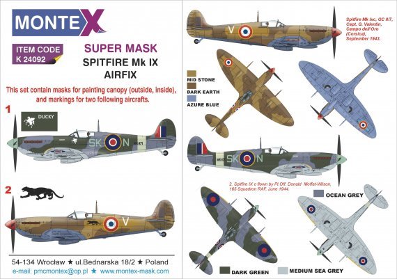 1/24 Supermarine Spitfire Mk.IXc 2 canopy mask & insignia mask