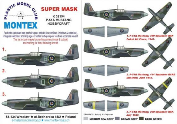 Montex Maschere P-51A Mustang 1/32 per Hobbycraft