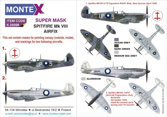 1/24 Supermarine Spitfire Mk.VIII mask for Airfix