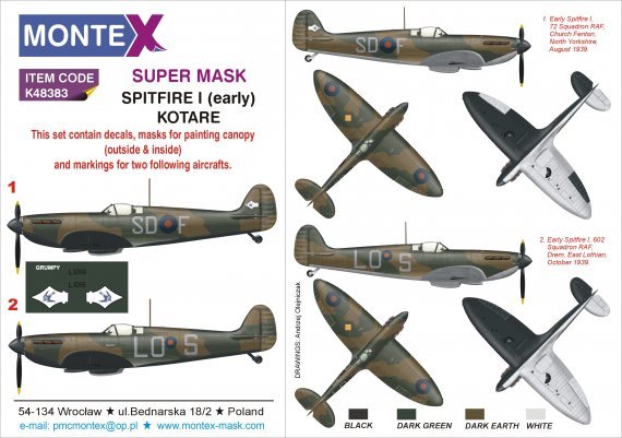 1/32 Supermarine Spitfire Mk.I Early canopy frame paint masks