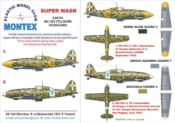 Montex 1/48 Macchi C.202 Masques Canop�e Insignes