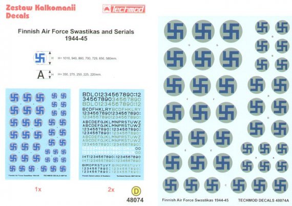 Techmod Finnish Air Force Swastika Decals 1/48