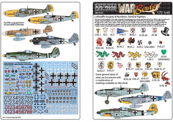 1/72 Luftwaffe Squadron Fighter Markings of the Luftwaffe