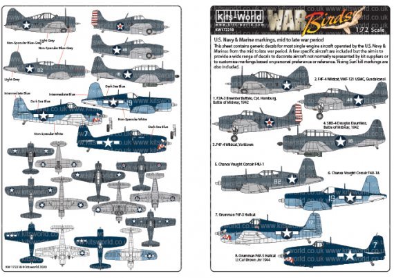 1/72 U.S. Navy & Marine markings, mid to late war period