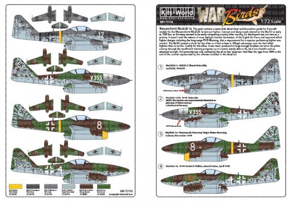 1/72 Messerschmitt Me-262A-1a decals