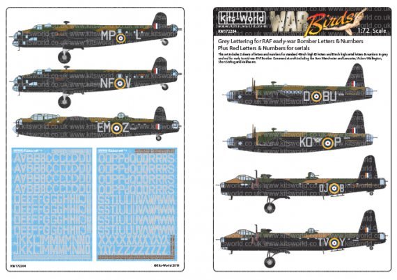 1/72 Grey & Red Lettering for RAF early-war Bombers
